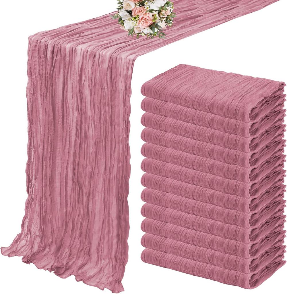 10PCS Terracotta Semi-Sheer Table Runner Gauze Cheesecloth Table Setting Dining Wedding Reception Events Christmas Fall Decor