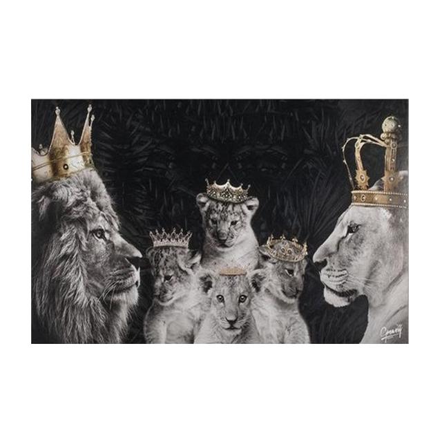 Семья льва, Корона, принт, холст, картина, галерея, Настенный декор, постеры, абстрактные животные с автографом, черно-белые фотографии, подарок