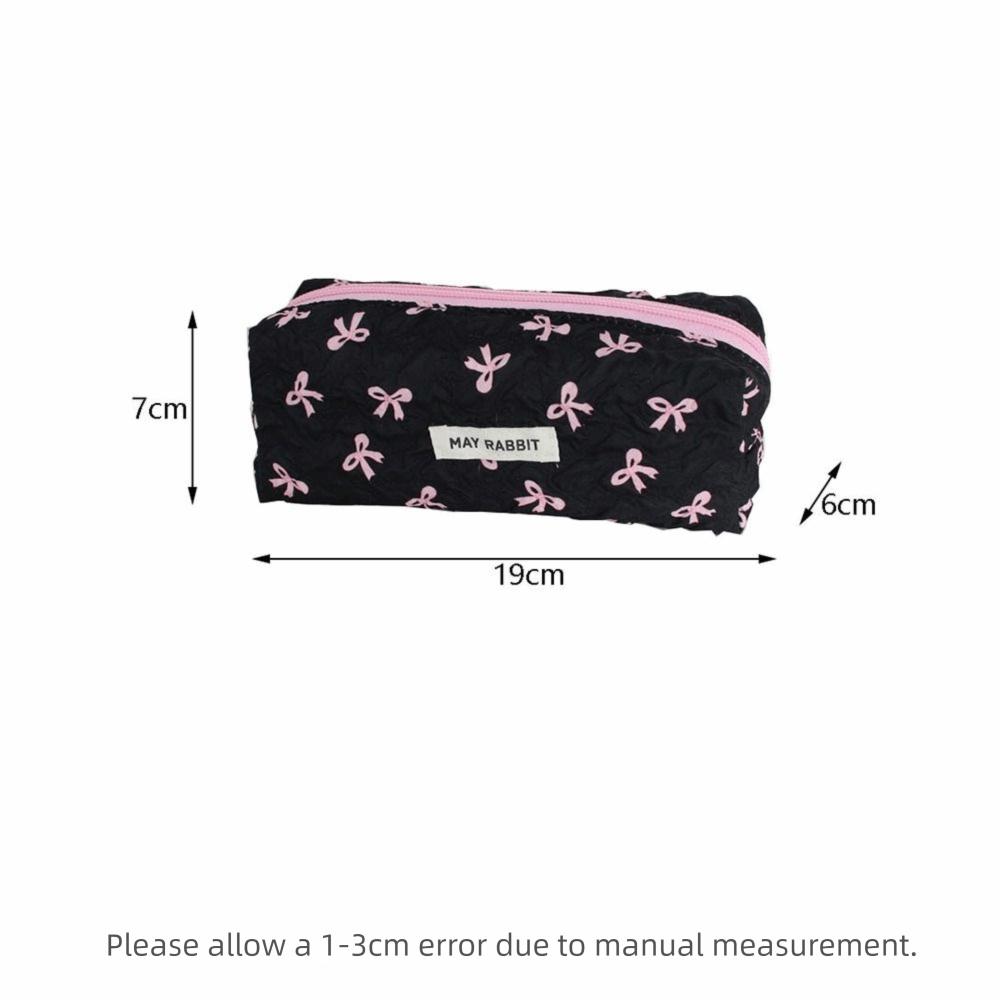 Large Capacity Bow Print Pencil Case INS Makeup Bag Simple Pen Bags Back to School Gifts