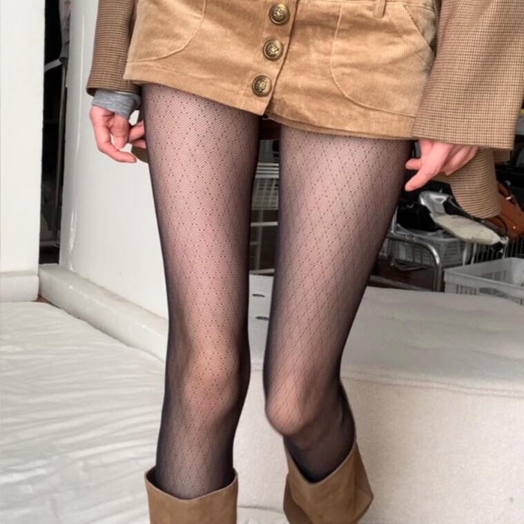 Spring And Autumn Gray Rhombus Plaid Stockings Female Pure Desire Sexy Black Silk Female Summer Ultra-Thin 0D Fishnet Socks Pantyhose Thin