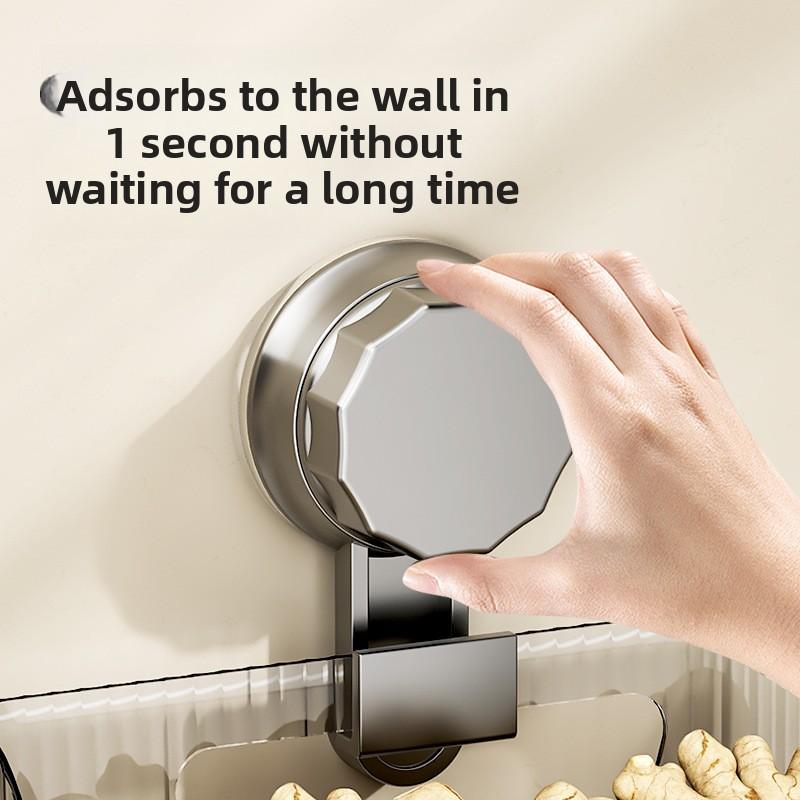 New Suction Cup Wall-mounted Kitchen Storage Rack Onion, Ginger and Garlic Seasoning Storage Kitchen Onion, Ginger and Garlic Storage Basket Rack