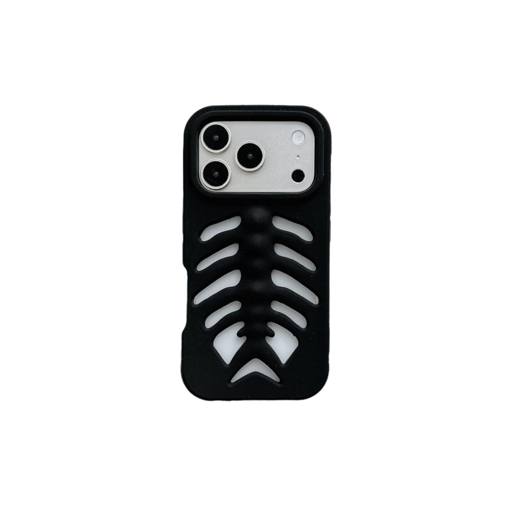 Силиконовый чехол для iPhone 13 14 15 16 17 Pro Max с рисунком рыбьего скелета 3D
