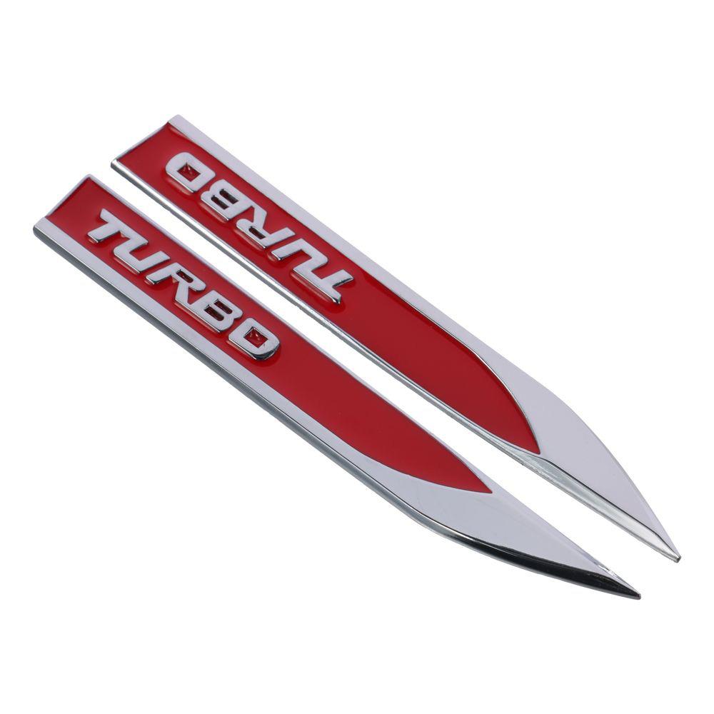 2Pcs/Pair Red Turbo Badge  Be Applied To Any Clean Flat Surface