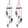 Handcrafted Wall Hanging Bells with Ring|Traditional Rajasthani Hand Painted Bells for Home Decoration,Pack of 2 (Multicolor), Plastic