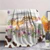 1PC Floral Cow Animals Print FlAannel Blanket, High quality Comfortable for All Seasons, Home Decor, Warmth and Comfort
