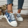 Fashion Women's Sneakers Design Round Toe Flower Print Canvas Sneakers All Match Outdoor Walking White Shoes Women Zapatos Para Mujeres