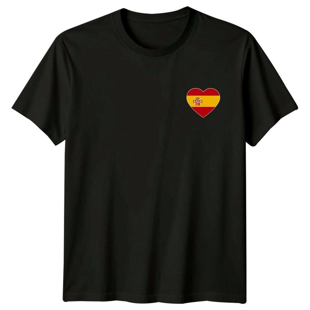 Spain Flag Heart Spanish Pride Mens TShirt Womens Tee Graphic Unisex Top Unisex T-Shirt