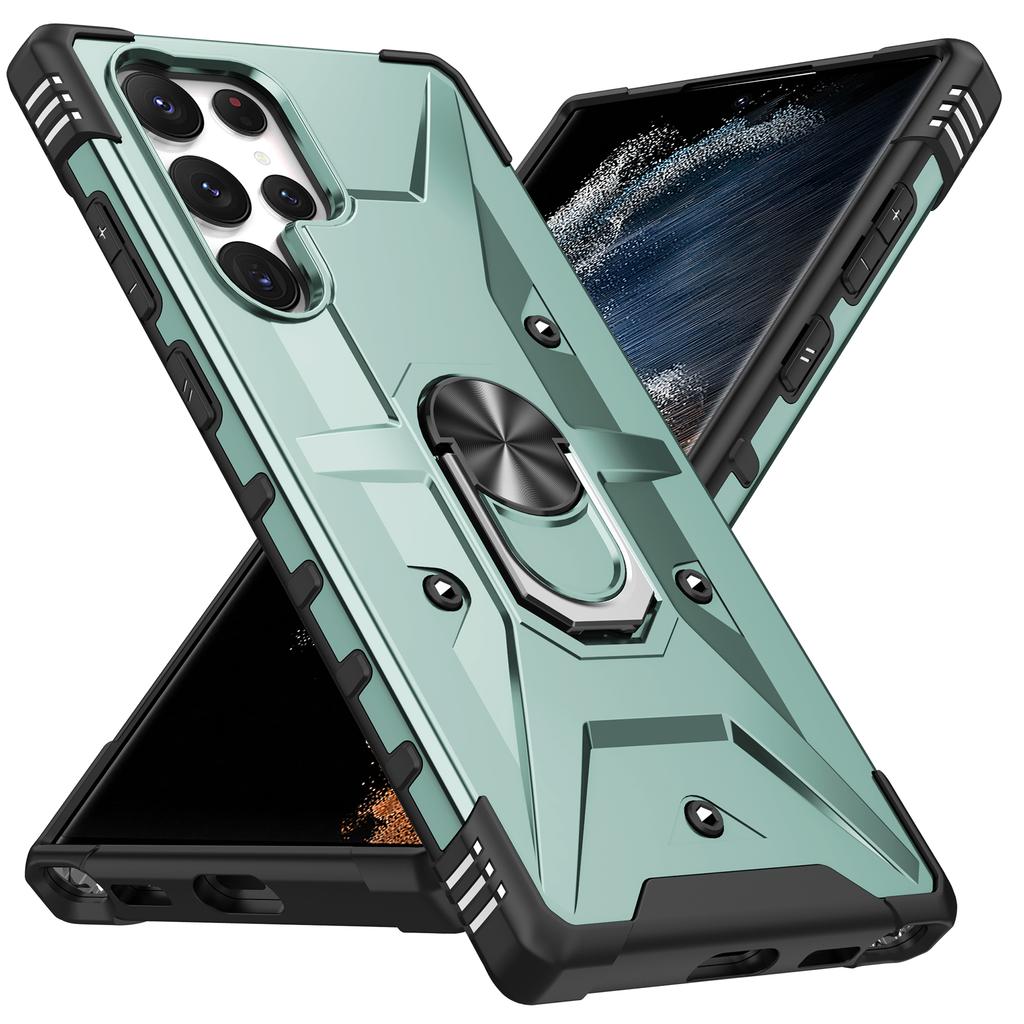 Для Samsung Galaxy S24 Ultra Чехол PC+ TPU Гибридная Накладка для Телефона с Кольцом-Держателем Подставка