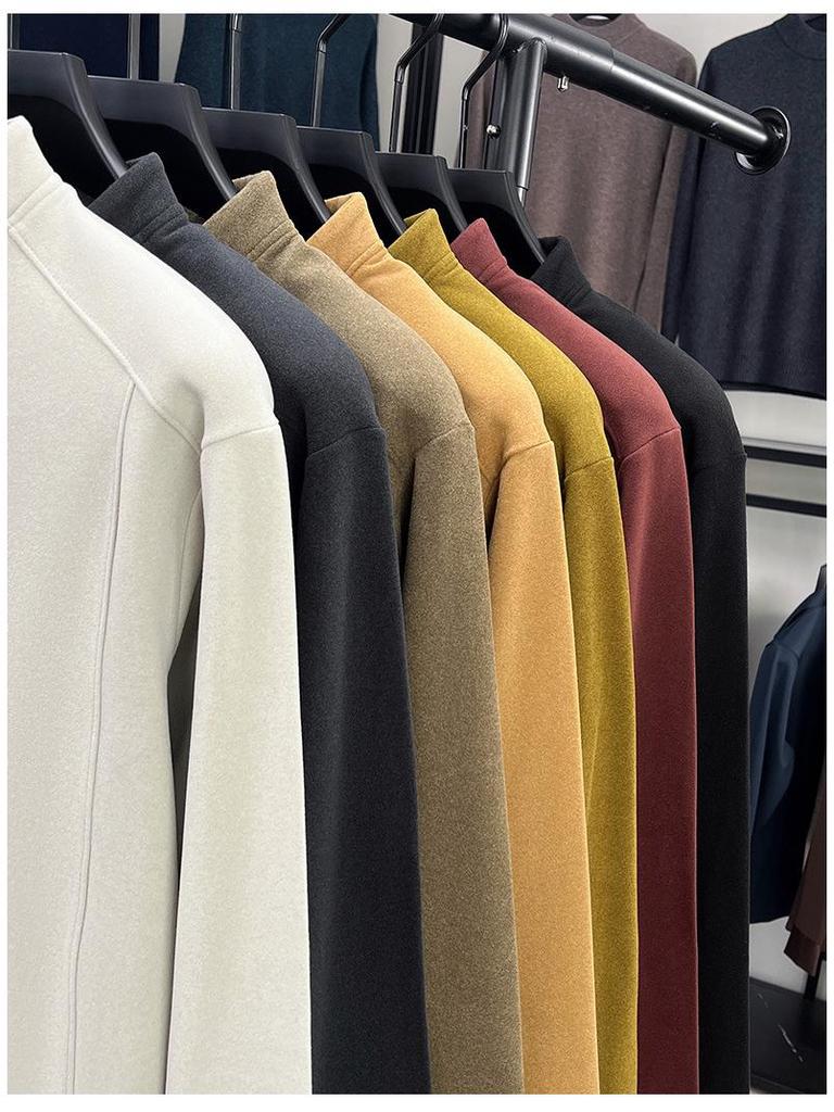 Men's German Velvet Two-Button Hoodie: Double-Sided, Chinese Style, Warm and Thickened, Autumn/Winter Casual Base Layer.