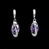 Silver Color Bridal Earrings For Women Purple Cubic Zirconia White Crystal Jewelry