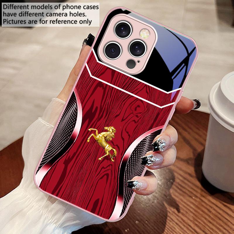 Деревянная текстура золотая лошадь Для iPhone 16 Pro Max 15 Pro 14 13 12 Mini 11 XS M ax XR 7 8 Plu SE 2022 Чехол для телефона из закаленного стекла