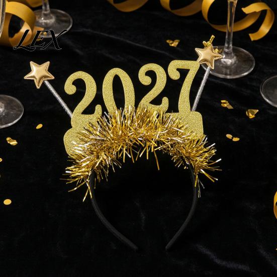 Праздничные очки для мероприятий 2 шт. Очки на Новый год 2027, Пластиковая блестящая оправа с цифрами, Цветные праздничные очки для вечеринок, Блестящие, Унисекс