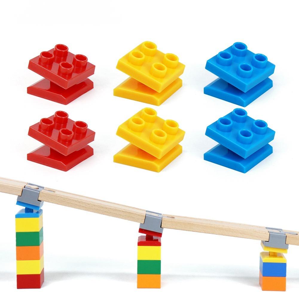 1/10Pcs Universal Wooden Tracks Connectors Accessories Big Size Blocks Rotatable Connection Adapters Fit For Brand Train Tracks