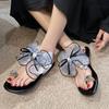 Туфли для женщин, новые модные летние уличные легкие с круглым носком, однотонные, с бантом, плоский носок, пляжные шлепанцы Zapatos De Mujer