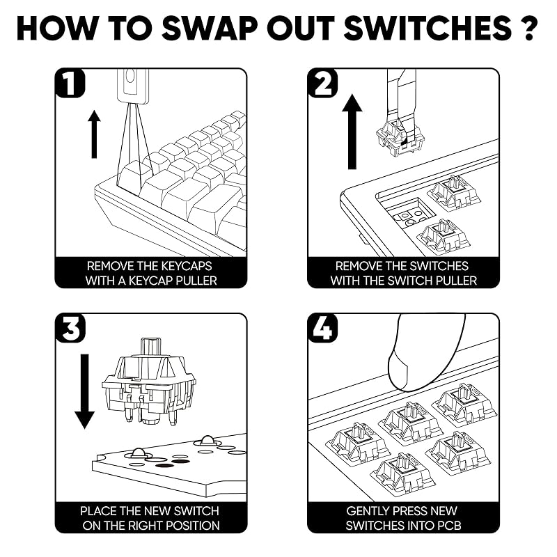 Акко (Ако) Клавиатурный переключатель CS Air для механической клавиатуры, 3-контактный, 48gf, линейный переключатель (45 штук)