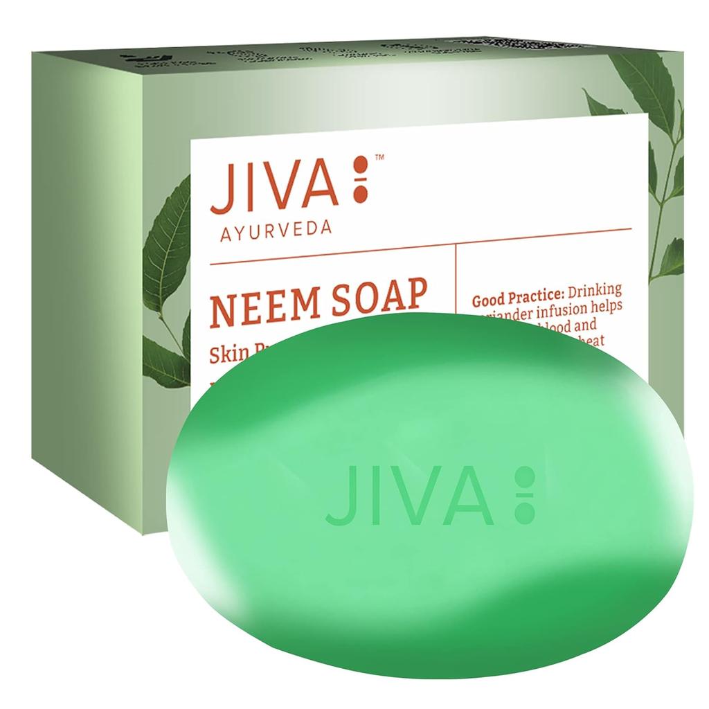 Jiva Ayurveda Neem Soap 100gm X Pack of 4 Deep Cleansing Anti Oil Acne Control Bath Bar
