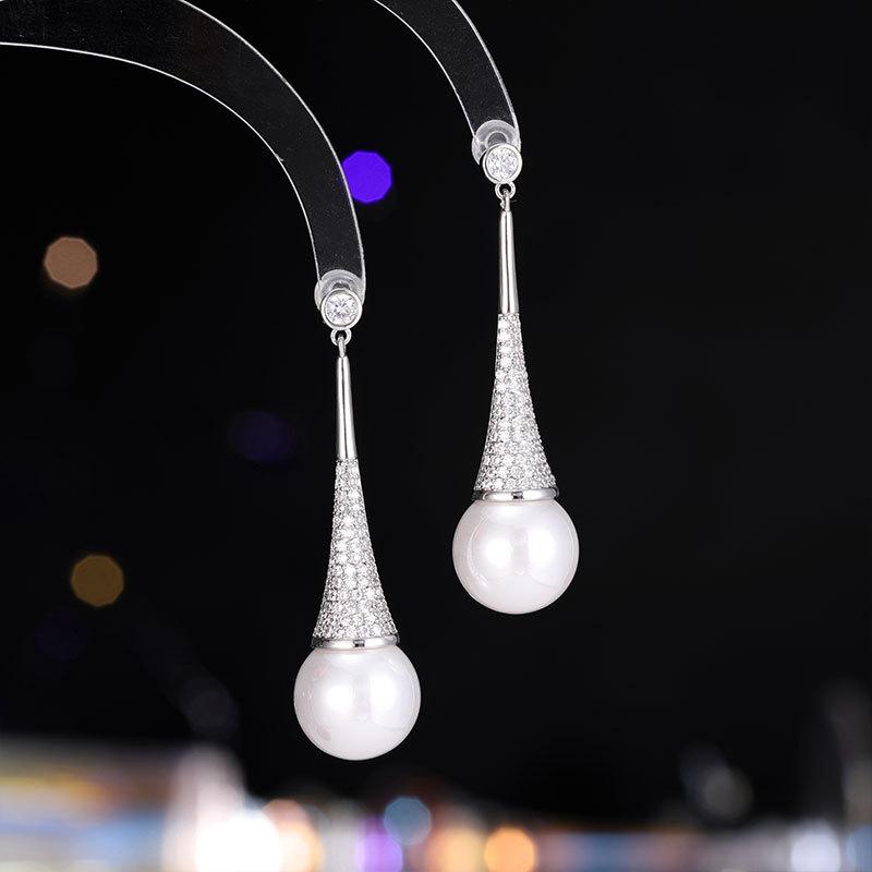 Женские серьги-подвески в элегантном дизайне «легкая роскошь», с искусственным жемчугом, модная бижутерия, универсальные серьги нишевого дизайна