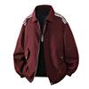 Men's American Style Varsity Jacket Fleece Lined Three Stripe Casual Coat