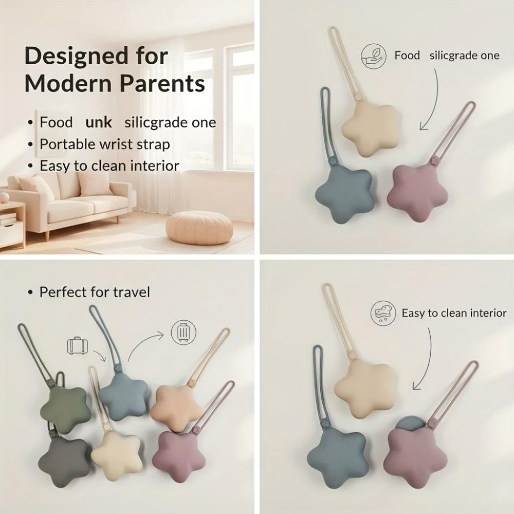 Portable Silicone Storage Box Star Shape Stroller Storage Bag Gifts Pacifier Storage Bag On-The-Go
