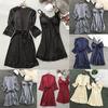 Lingerie Women Silk Lace Robe Dress Babydoll Nightdress Sleepwear Kimono Set