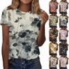 Women's Fashion Casual Printed Round Neck Short Sleeved T-Shirt Top T-Shirt Top Top