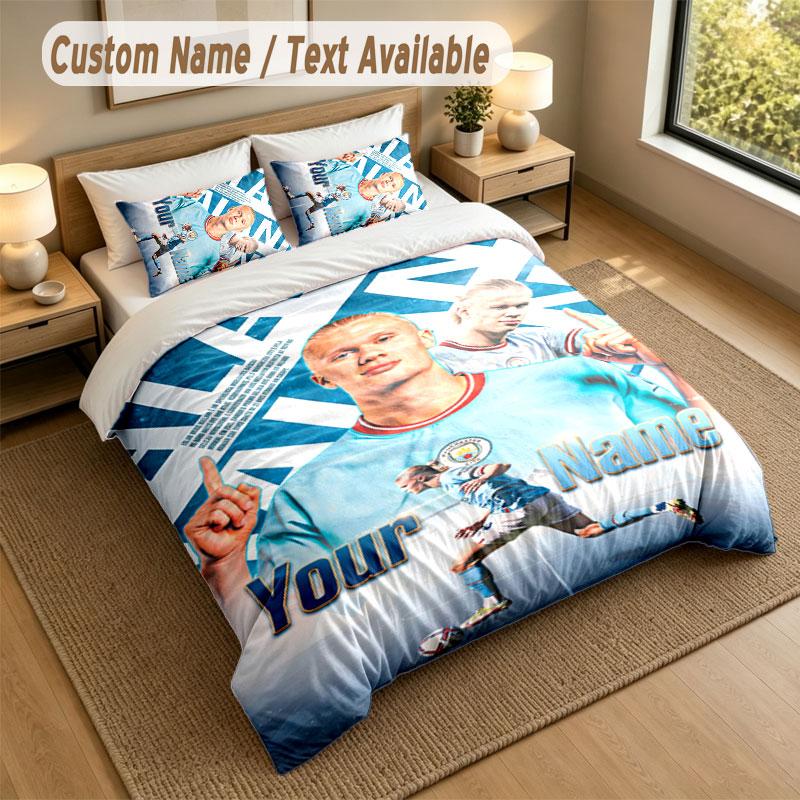 Bedding Set 1 Duvet Cover 2 Pillowcases Erling Haaland Print Soft Bed Linen Bedroom Decor