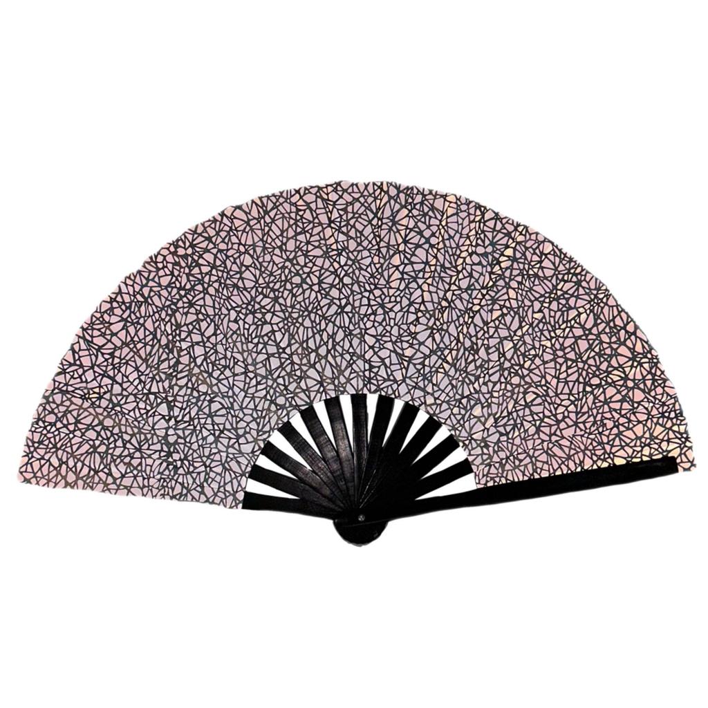 Новый складной бамбуковый веер 33 см, легкий, ручной, лазерные цвета, портативный, ПВХ, щелкающий, для линейных танцев