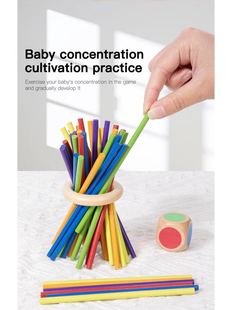 Wooden Pick-Up Sticks Montessori Puzzle - Early Education & Parent-Child Table Game for Children