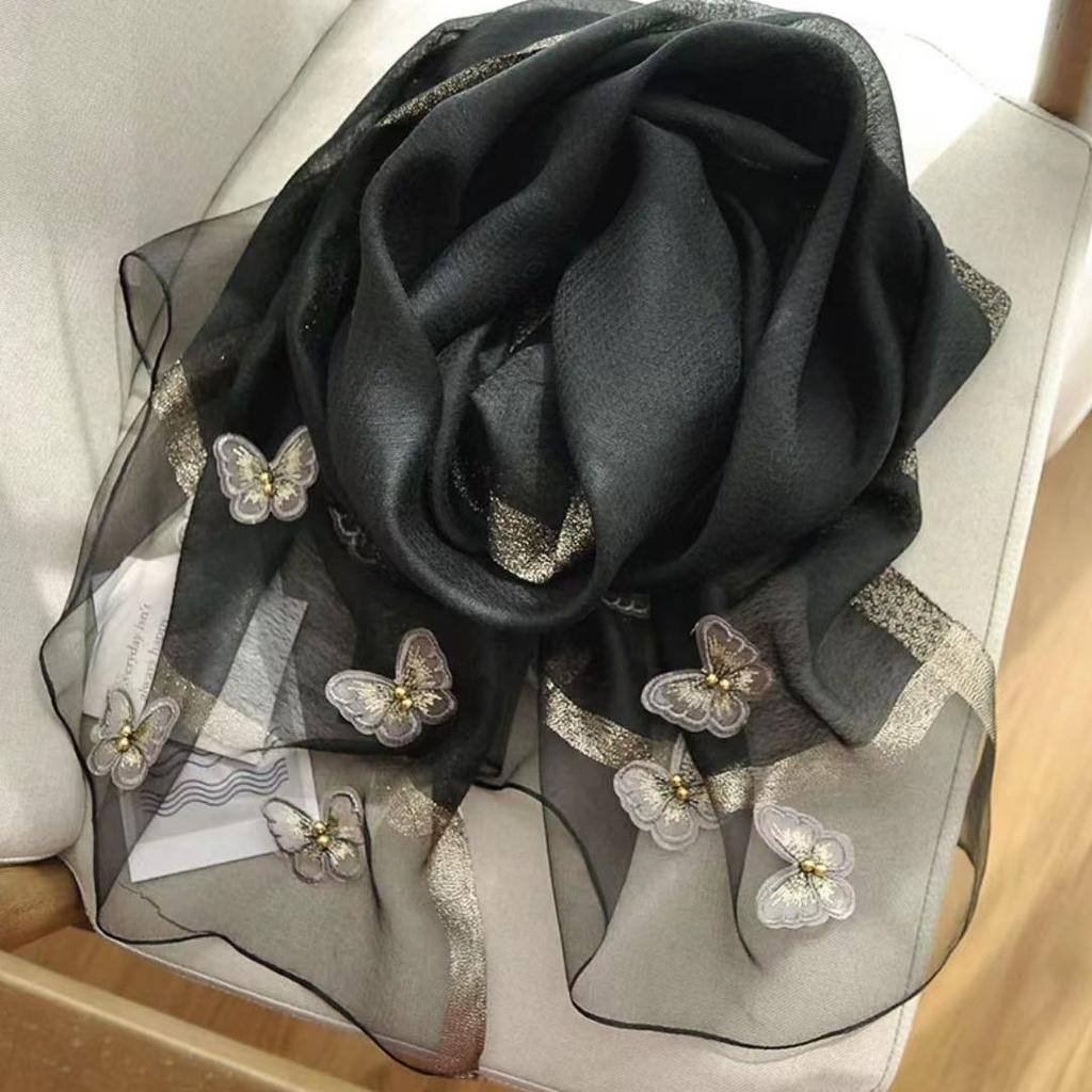 Длинный шарф из шелковой смеси «Бабочка» для весенне-осенней моды