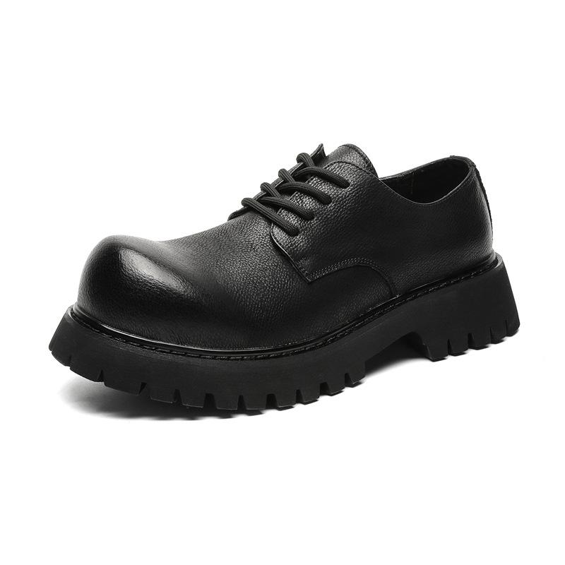 Большие кожаные туфли в деловом стиле, мужские туфли в британском стиле на платформе, повседневные туфли с круглым носком, свадебные туфли-дерби 2038-J