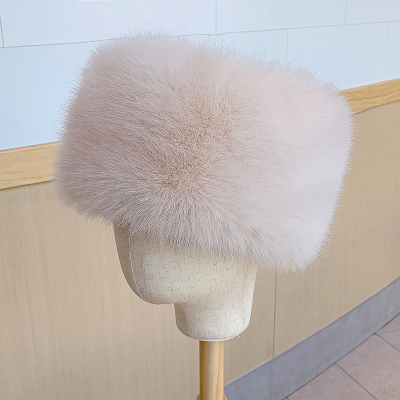 Women Hats Headband Winter Earwarmer Ski Hats Russian Tick Fluffy Imitation Fox Fur Cap Empty Top