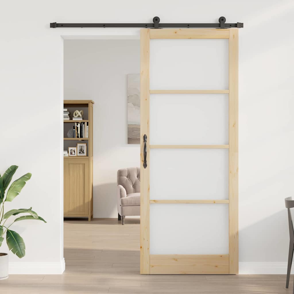 ORKDAL Sliding Door Natural and Black 93 x 232 cm