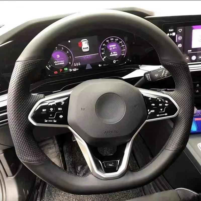 Anti-Slip Microfiber Leather Car Steering Wheel Cover Braid For Volkswagen VW Atlas Golf 8 Mk8 Jetta Passat B9 Tiguan Sharan