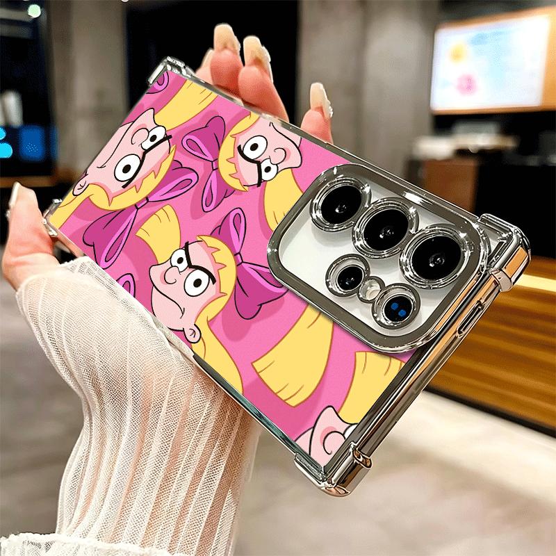 Cartoon Hey Arnold Helga Plating Phone Case For Samsung Galaxy S24 S25 FE S26 Edge S23 Ultra S22 S21 Plus S20 Anti-Fall Airabag