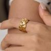 Youthway Модное открытое кольцо с плетеной текстурой, покрытие PVD 18K золотом, нержавеющая сталь, водонепроницаемое кольцо, ювелирное изделие для вечеринки, подарки для женщин
