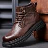 Autumn Winter New Men's Genuine Leather Boots High Top Work Suit Boots Cool Knight Motorcycle Boots Men's Business Short Boots