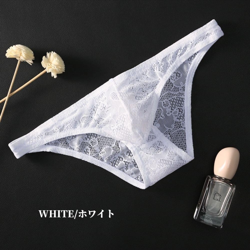 Full Lace Bikini Lace Lace Inner Sexy Shorts [Jester] Men's Shorts, Underwear, (L, White)