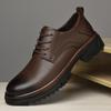 Мужские туфли оксфорды из воловьей кожи первого слоя, делового стиля, с круглым носком, удобные, деловые, на шнуровке, универсальные, на платформе, мужские кожаные туфли