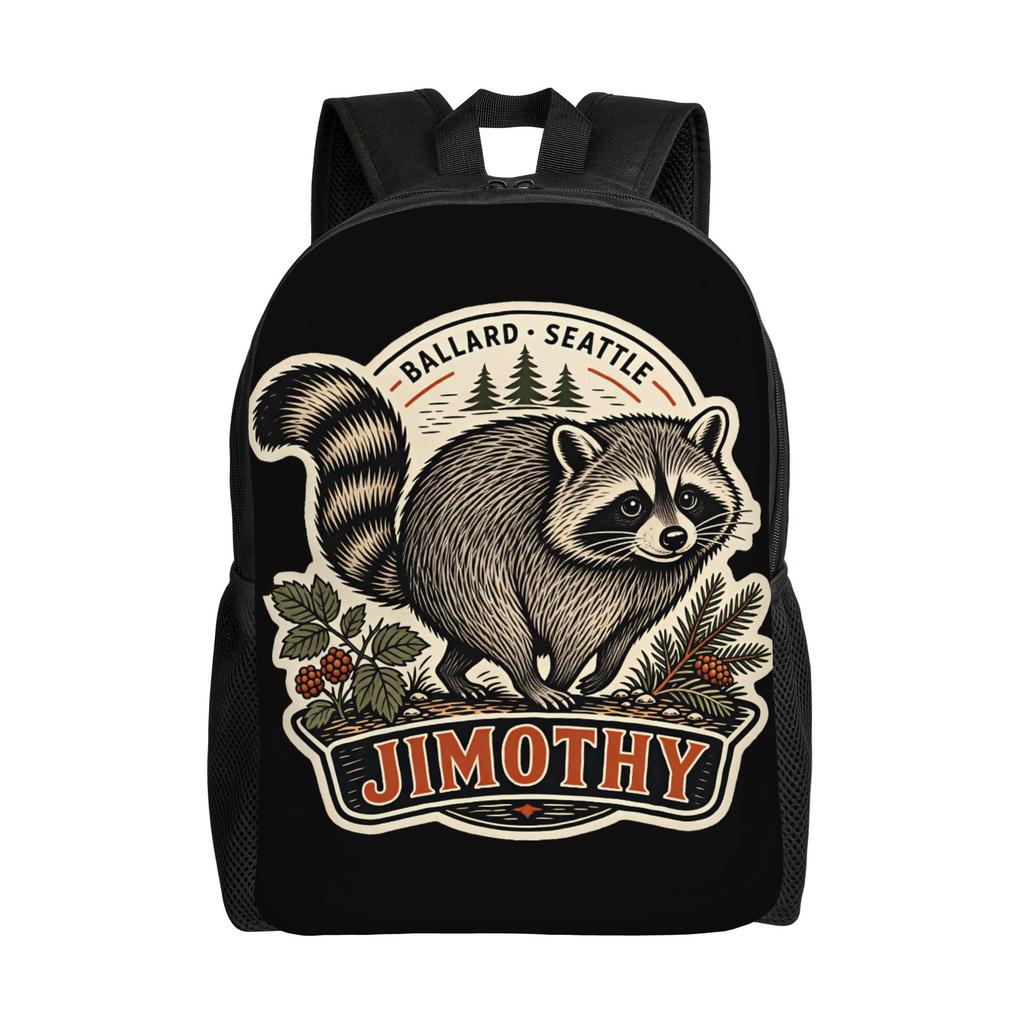 Jimothy the Ballard Seattle Raccoon Backpack Trekking Backpacks Youth Colorful Print High School Bags Kawaii Rucksack