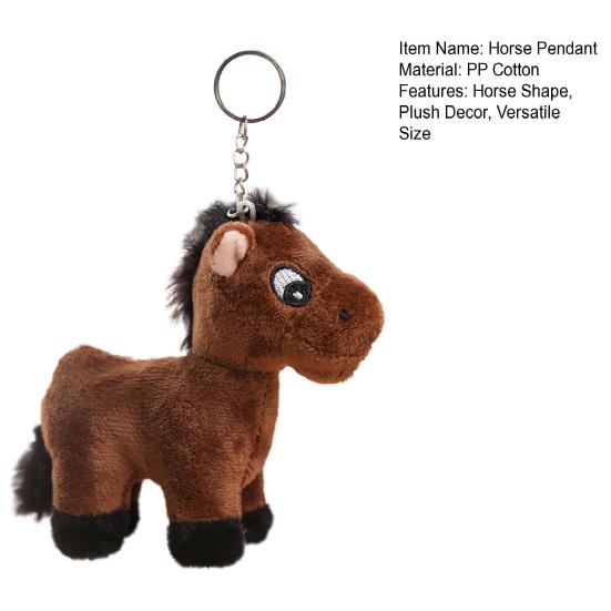 Cute Cartoon Plush Horse Doll Keychain Miniature Stuffed Animal Keyring Bag Pendant Stress Relief
