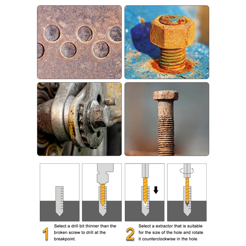 6/10Pcs Screw Extractor Center Drill Bits Guide Set Broken Damaged Bolt Remover Hex Shank And Spanner For Broken Hand Tool 