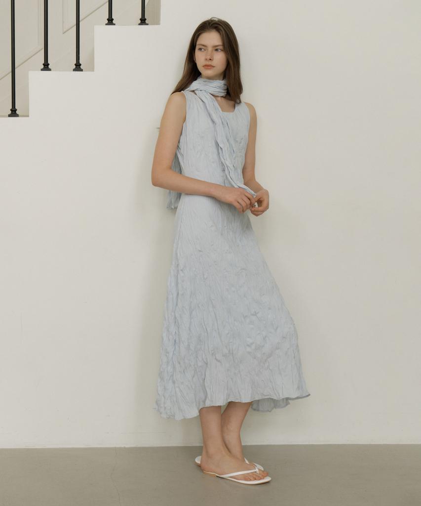Riorg Gir Wrinkl Sleeveless Ops Sky Blue