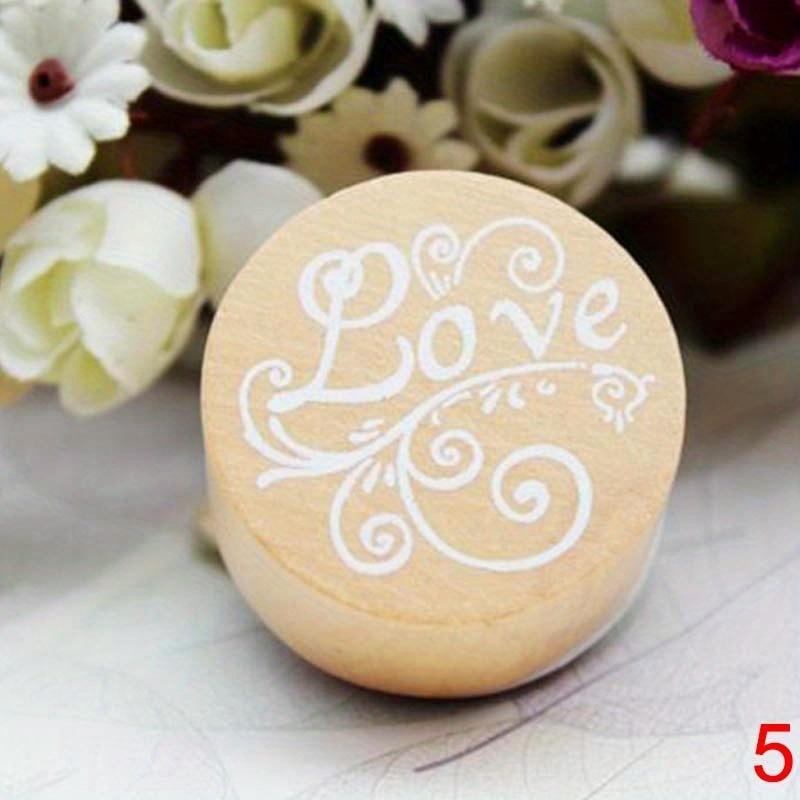 Популярный почерк, пожелания, настроения, деревянная резиновая круглая марка с цветочным рисунком, выберите слово