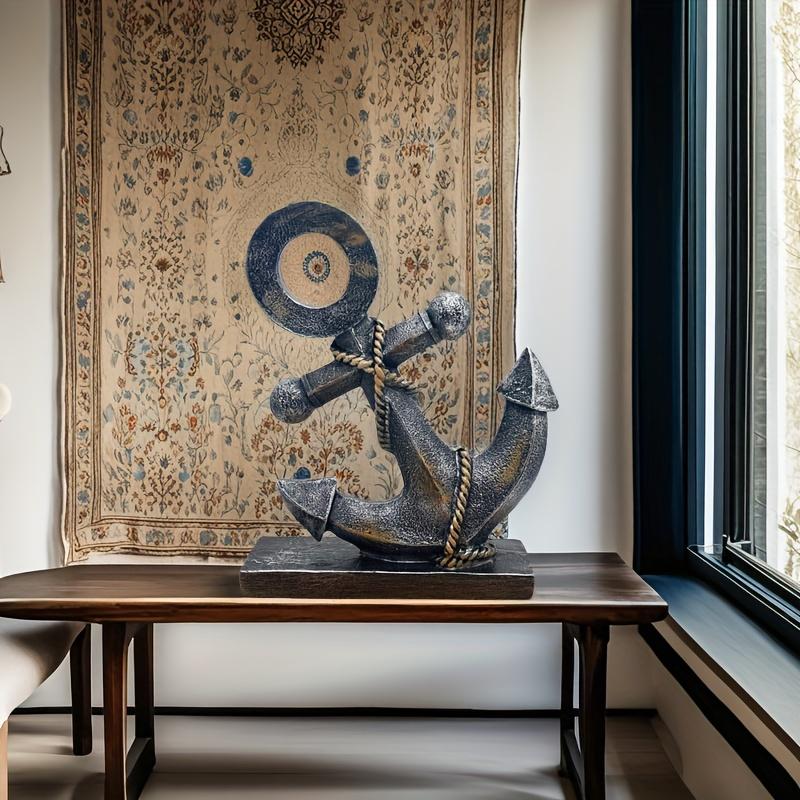 1 шт. Винтажная модель американской парусной лодки с якорем Декор Рустикальная смола Морское настенное искусство для гостиной, спальни или офиса Идеально для помещений в морской тематике