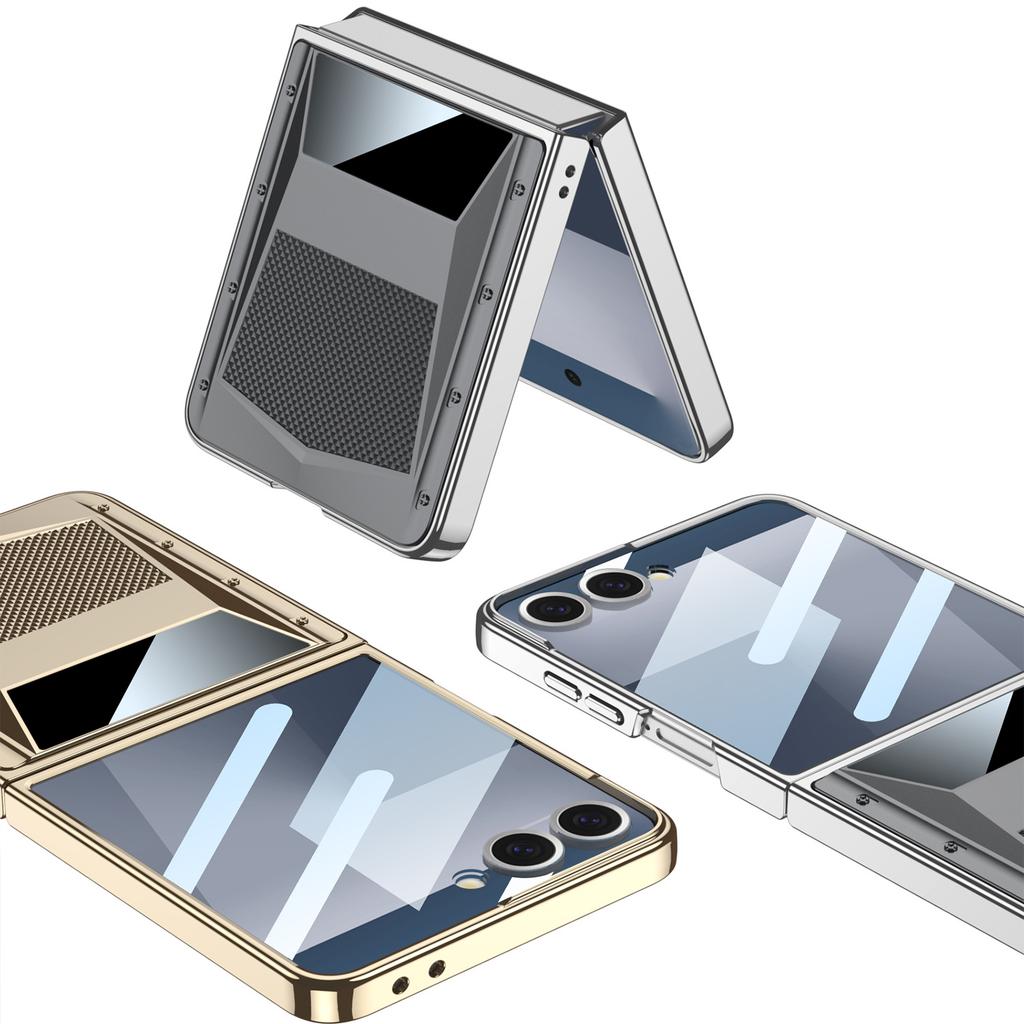 Подходит для чехла для мобильного телефона Samsung ZFflip7, складной, с гальваническим покрытием, Phantom Shell, интегрированная металлическая индивидуальность для мужчин и женщин