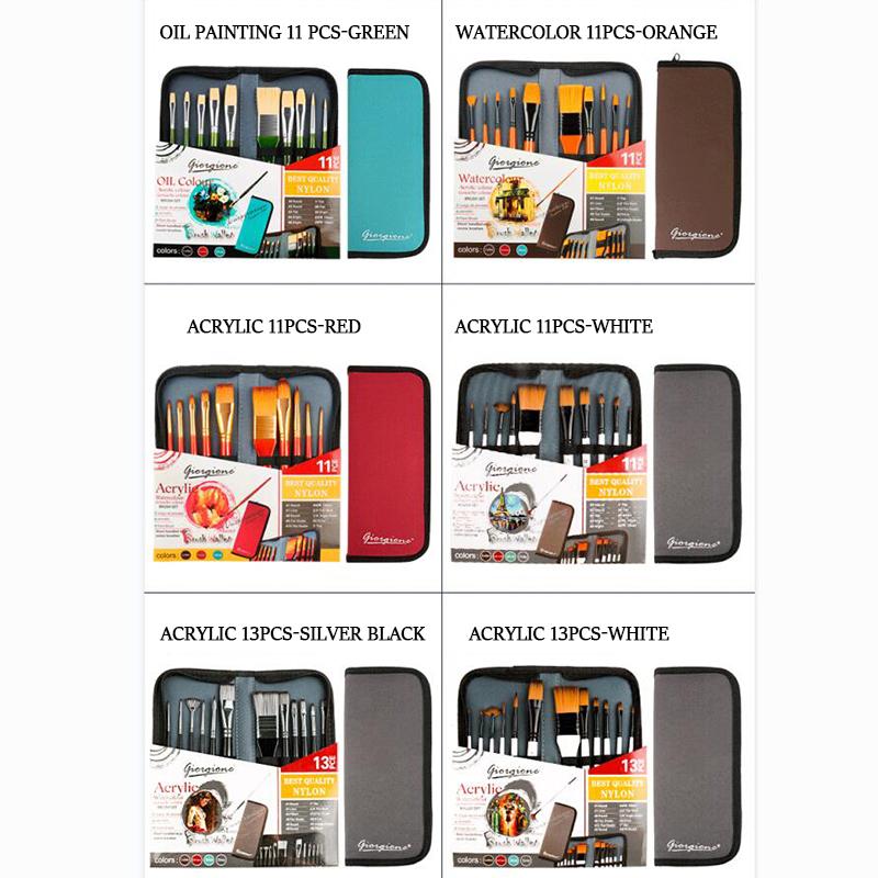 Дорожная кисть для художника, нейлоновая художественная кисть для волос, тканевая сумка для хранения, набор из 11/13 предметов для акварельной живописи маслом, акриловой живописи