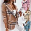Женская одежда Tooxika 2024 Весна и осень Новый двубортный костюм с длинными рукавами и клетчатым принтом Короткая куртка для женщин