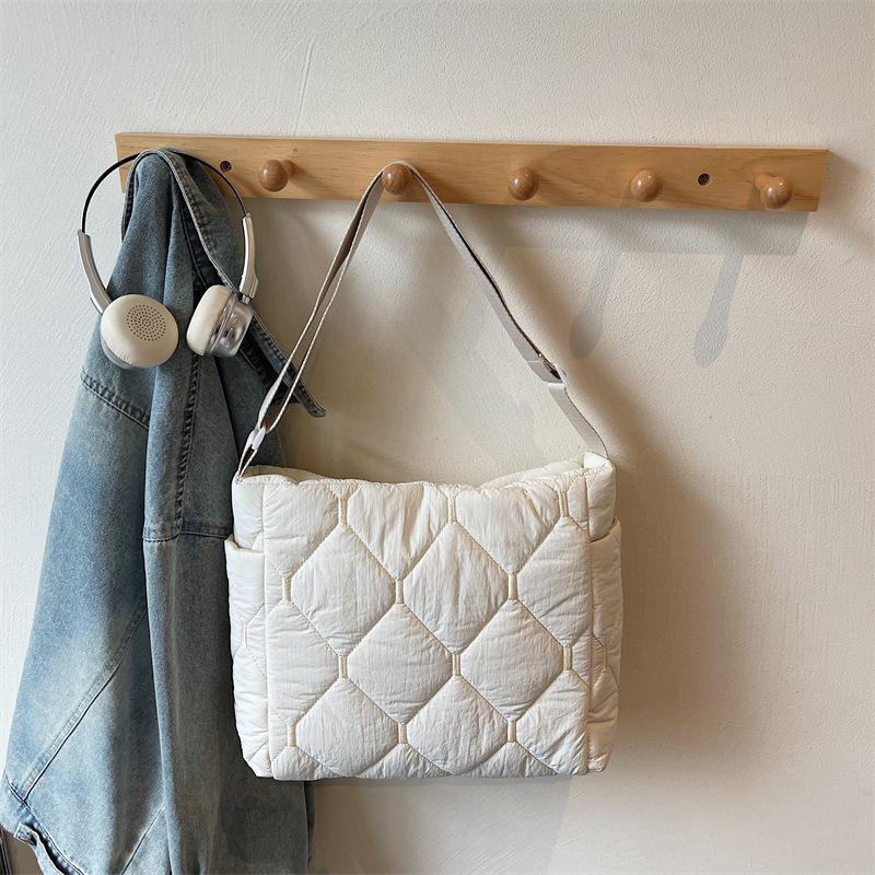 Повседневная хлопковая сумка большой вместимости женская осенне-зимняя новая модная ромбовидная сумка-тоут через плечо, сумка-мессенджер