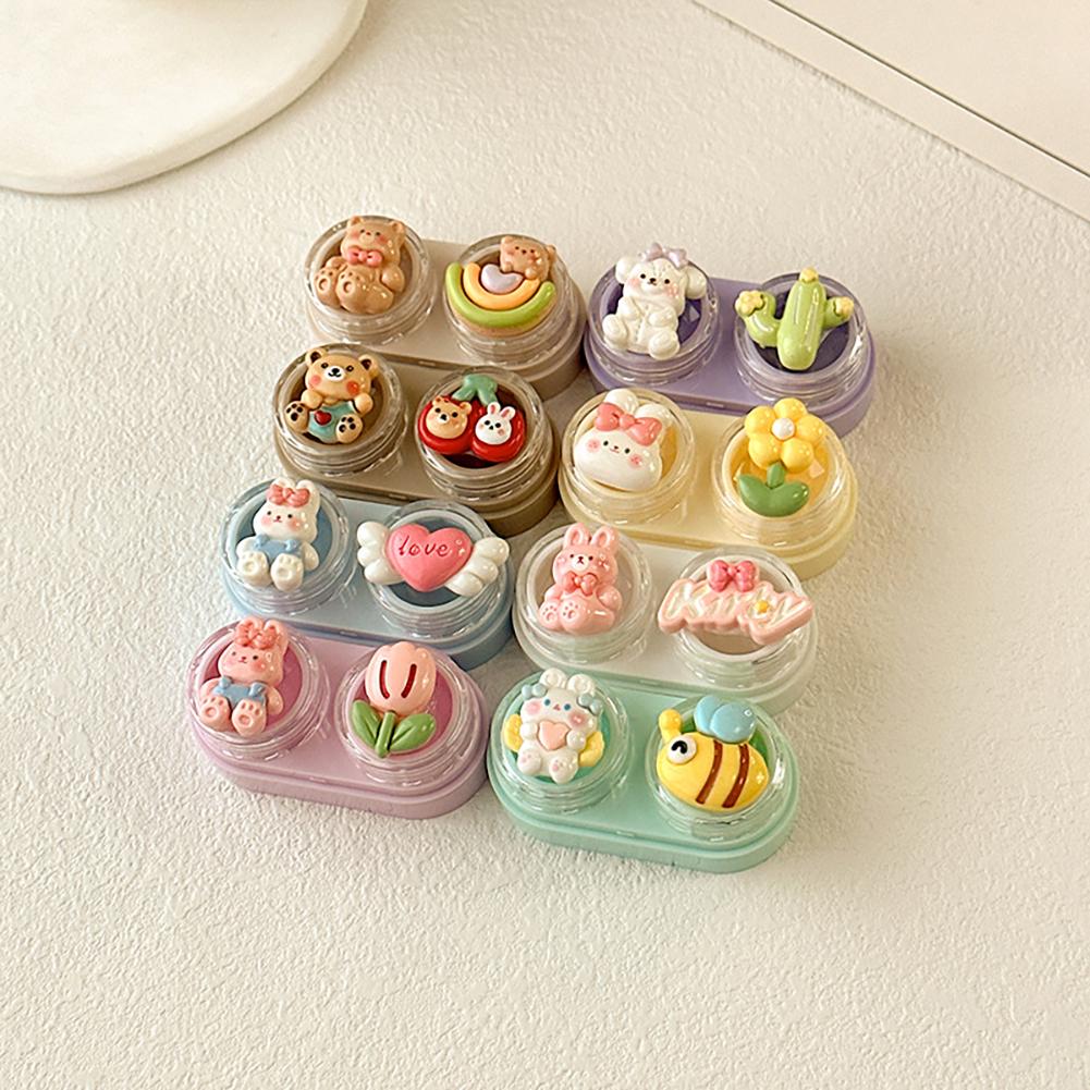 Cartoon Creative Drawer Style Contact Lens Case Compact Portable Contact Lens Care Box Multicolor Contact Lens Companion Box