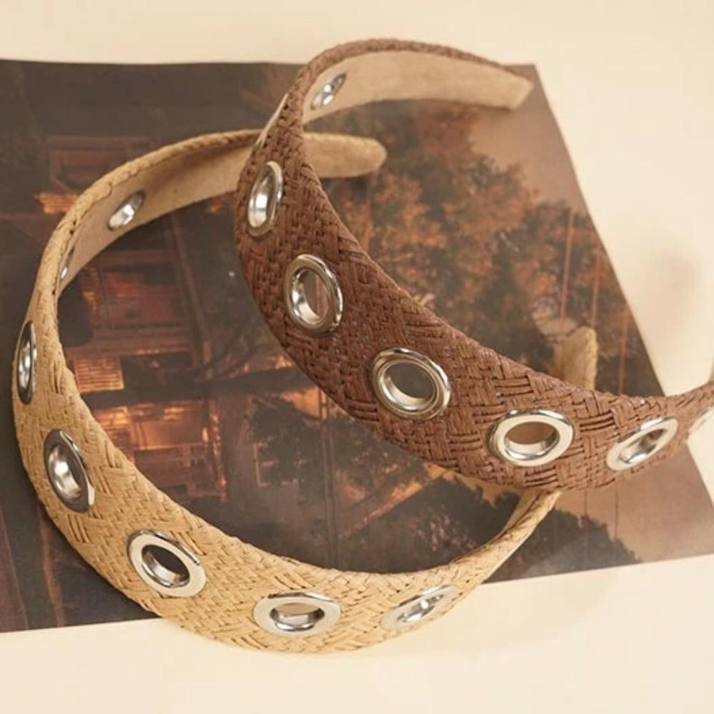 Wide Weave Headband Ins Style Hair Hoop Hair Accessories Raffia Hairbands Women